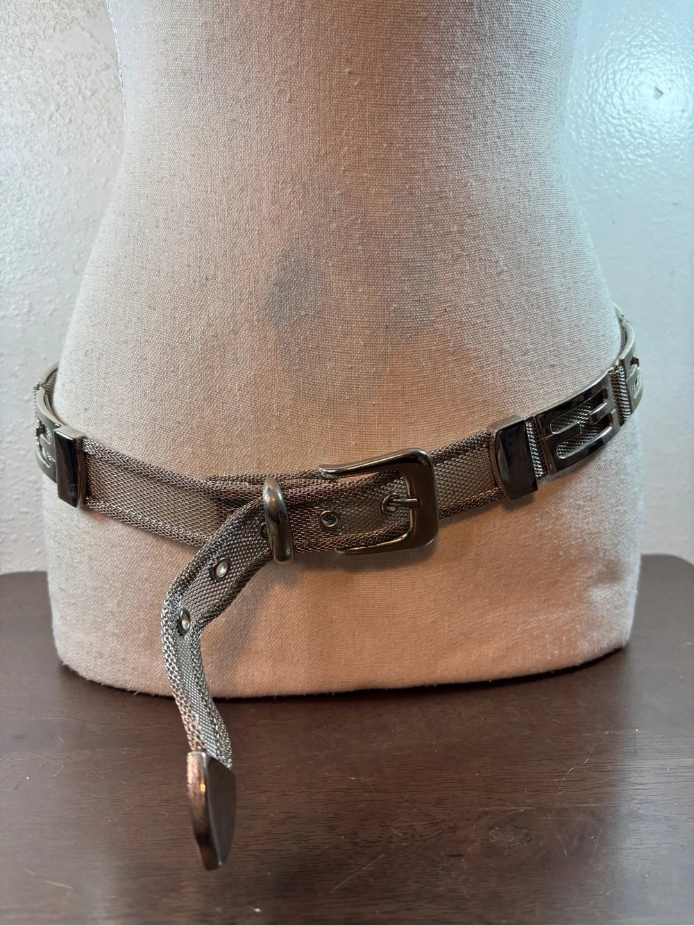 Stunning Silver Mesh Belt with Polished Buckle